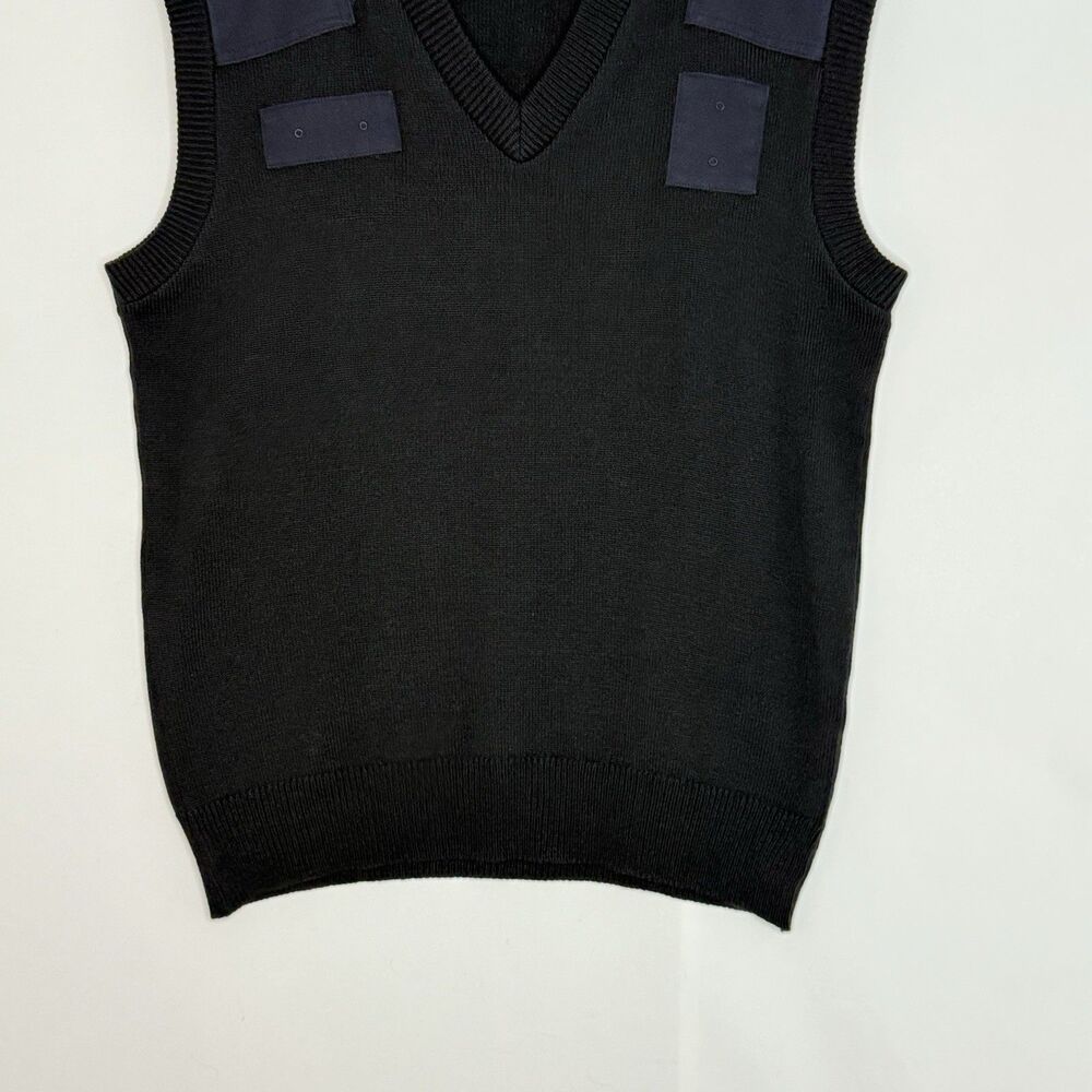 Sweater Vest Uniform Black With Blue Knit Size L VF Imagewear - Picture 10 of 10